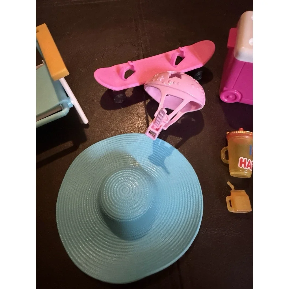 Barbie Beach Day Accessories, Barbie Ice Chest & Beach Chair And More 9 Pieces